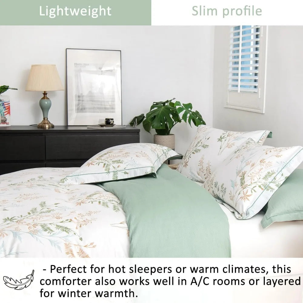 Botanical Comforter Set 3pc Leaves Pattern Bedding