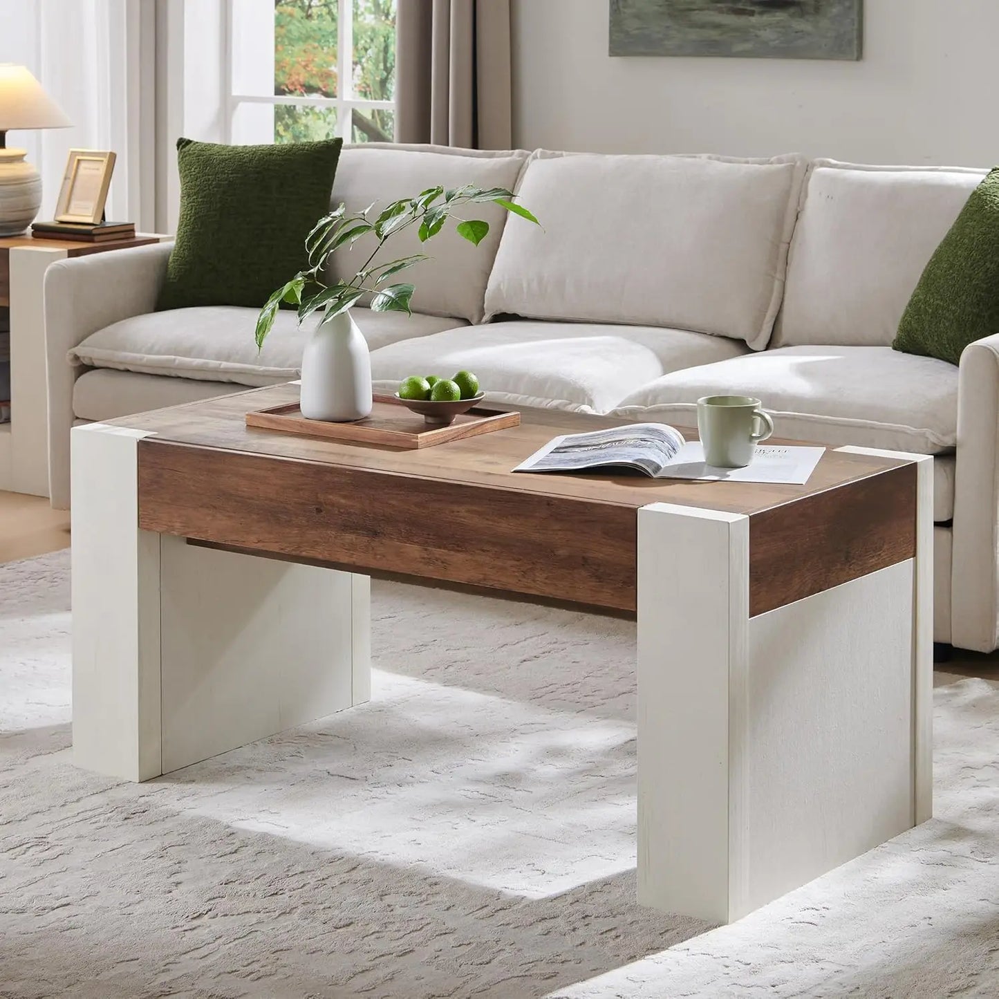 Modern Farmhouse Coffee Table With Hidden Storage Drawer