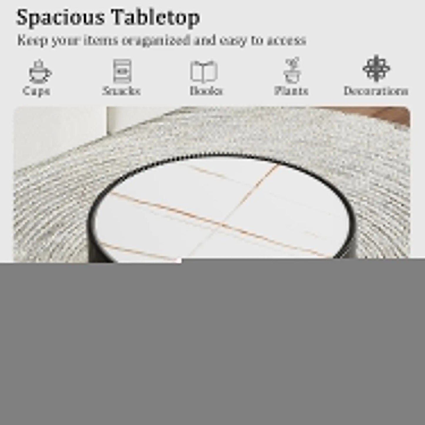 Two Piece Sintered Stone Coffee Table Set With PU Leather