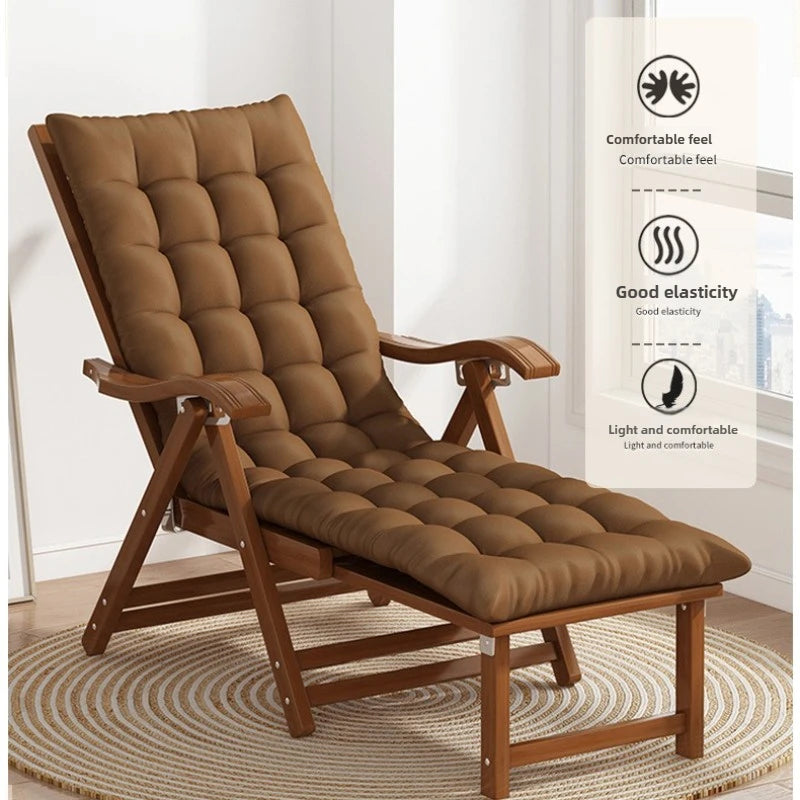 Folding Bamboo Lounge Chair Reclining Rocking Seat For Elderly Relaxation