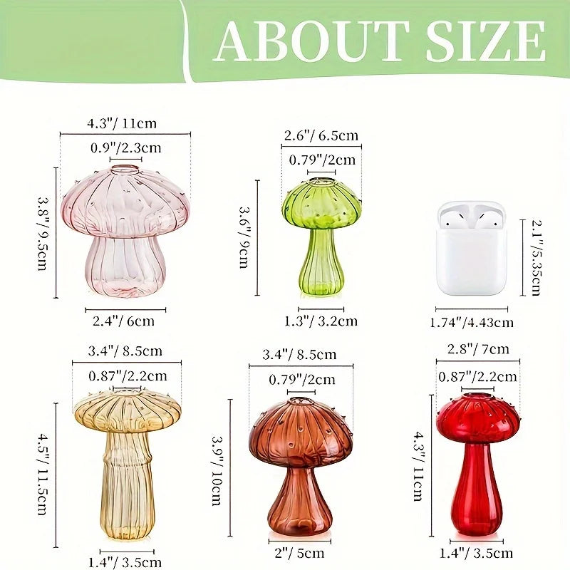 Function Mushroom Glass Vase Mini Plant Container