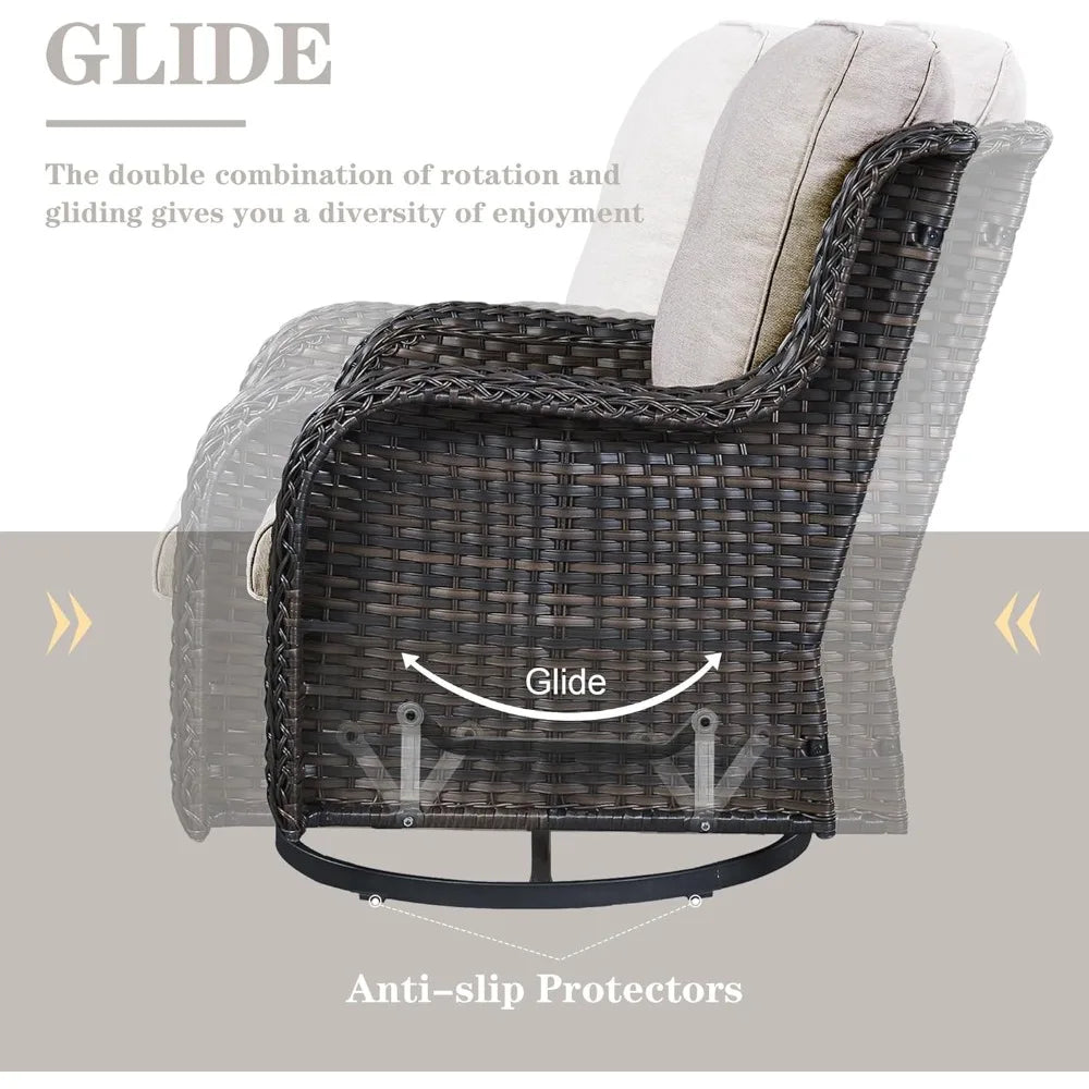 Outdoor 6 Piece Patio Furniture Set With Swivel Rocker Chairs And Rattan Sofa