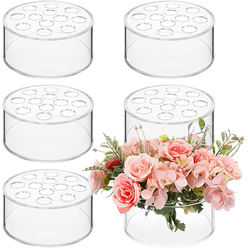Function 12 Hole Circular Acrylic Vase For Wedding Table Decor