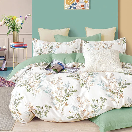 Botanical Comforter Set 3pc Leaves Pattern Bedding
