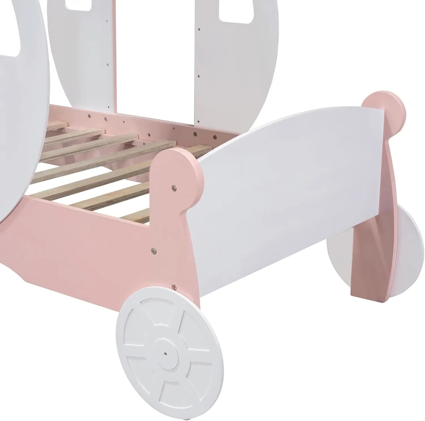 YQXH Wood PrincBed Carriage Bed With Crown And Stairs