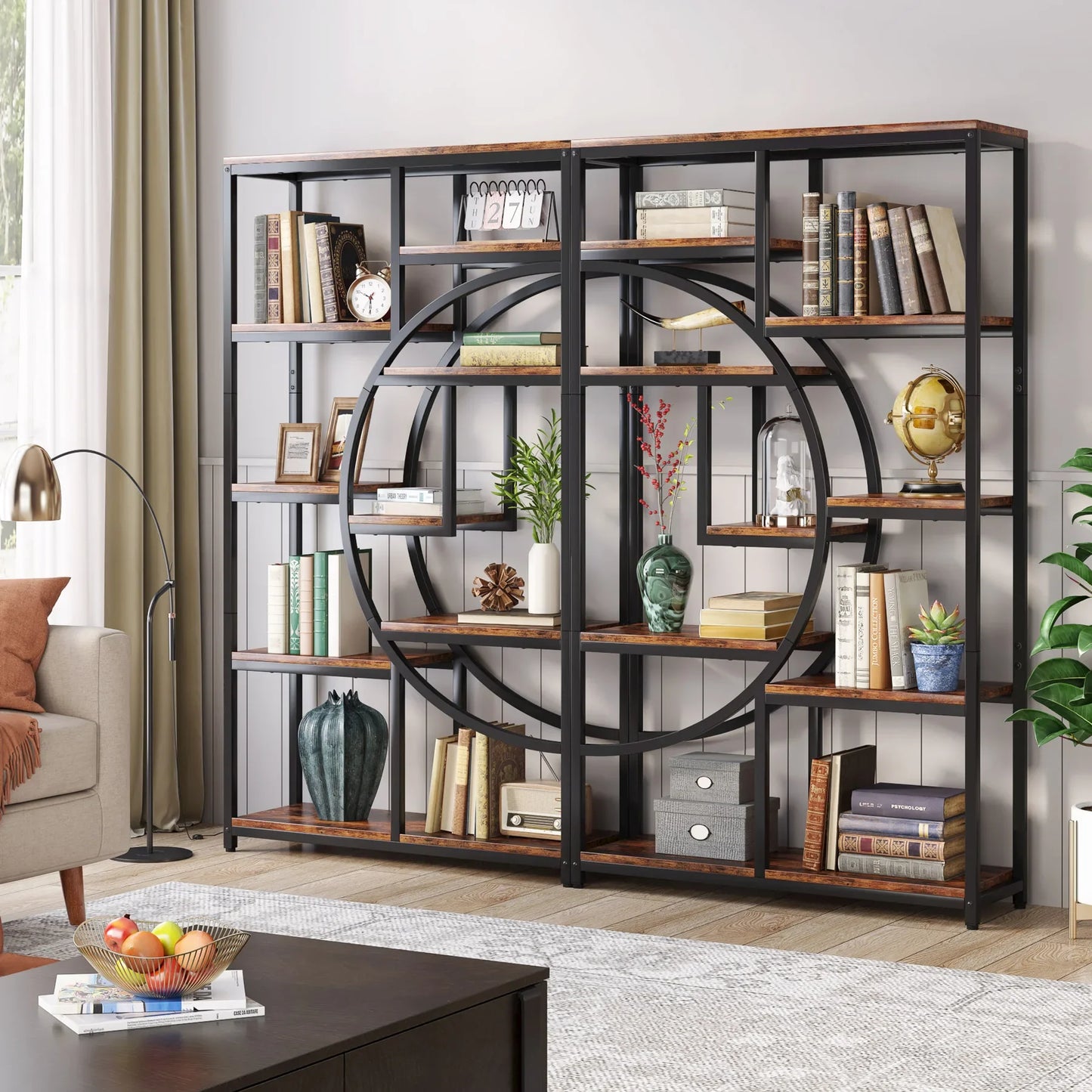 Tribesigns Industrial 5 Tier Etagere Bookshelf Freestanding Bookcase