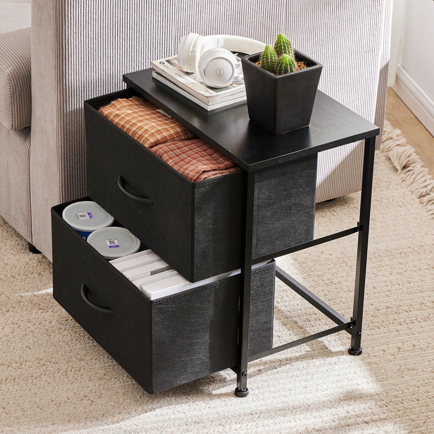 JHK Nightstand Bedside Table Coffee Sofa Storage Cabinet Bedroom Furniture