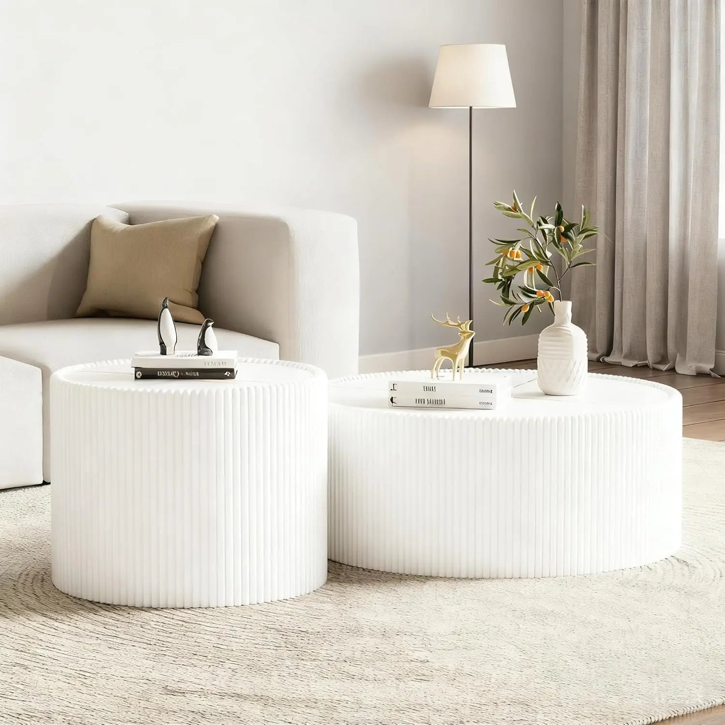 Two Piece Sintered Stone Coffee Table Set With PU Leather