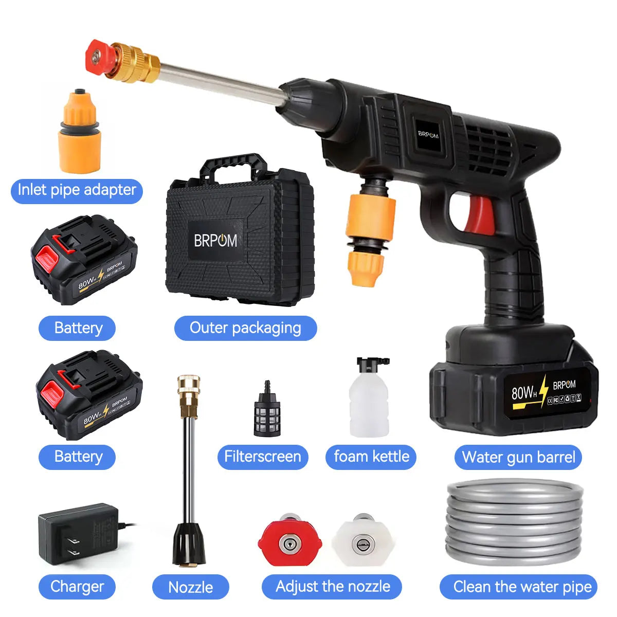 Cordless Pressure Washer Portable Battery Powered For Home Cleaning