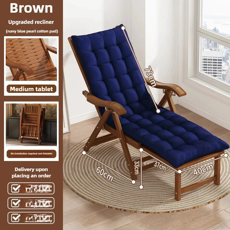 Folding Bamboo Lounge Chair Reclining Rocking Seat For Elderly Relaxation