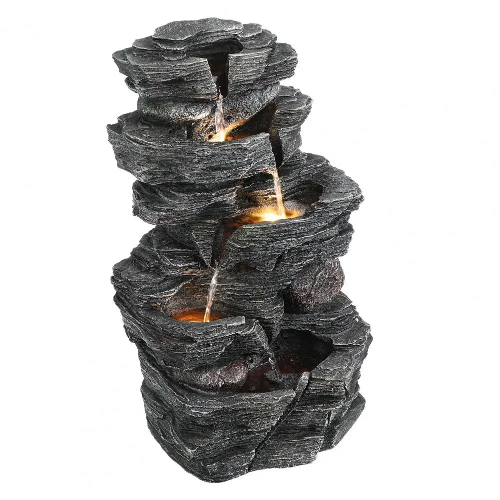Rock Waterfall Fountain For Garden And Patio With LED Light