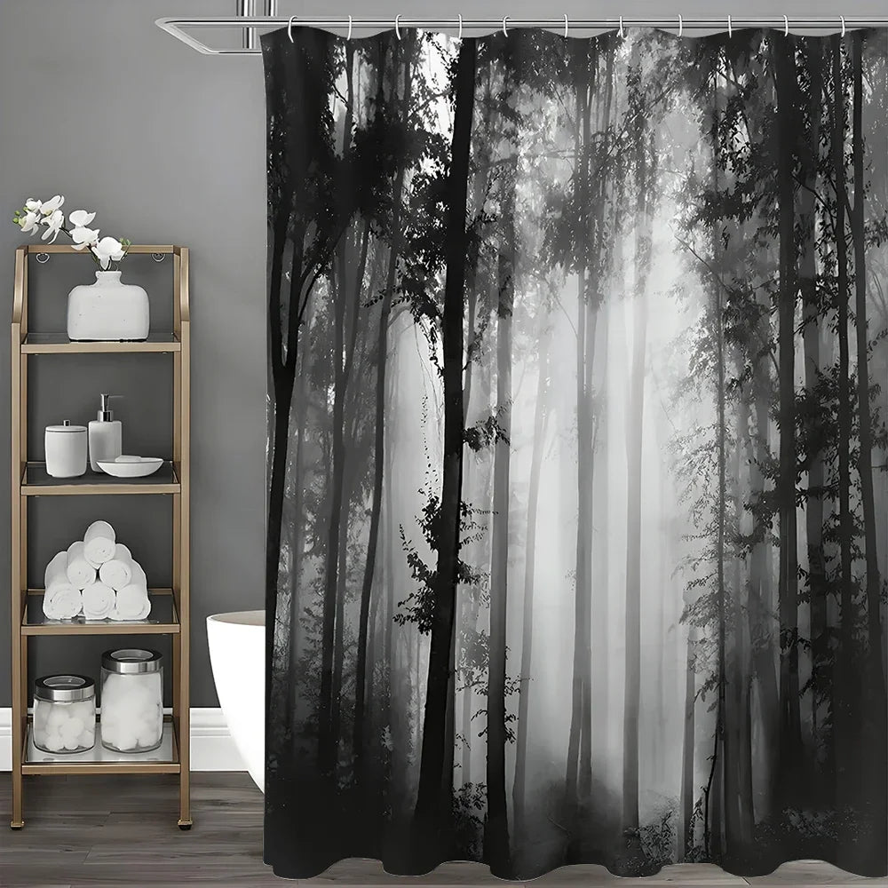 Craft of Weaving Tree Shower Curtain Waterproof With Hooks