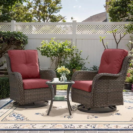 Outdoor Swivel Rocker Patio Chairs Bistro Set With Table