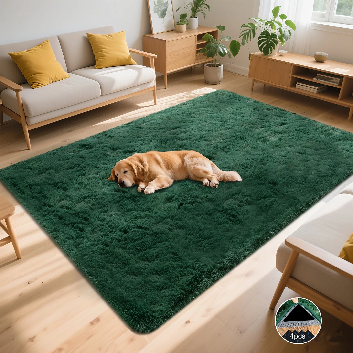 AUBUSSON Shaggy Non Slip Rug for Living Room Plush Carpet