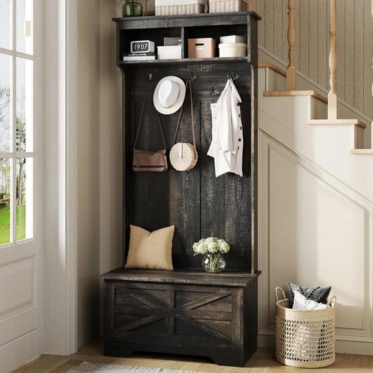 Entryway Bench With Coat Rack And Storage Cabinet Mud Room