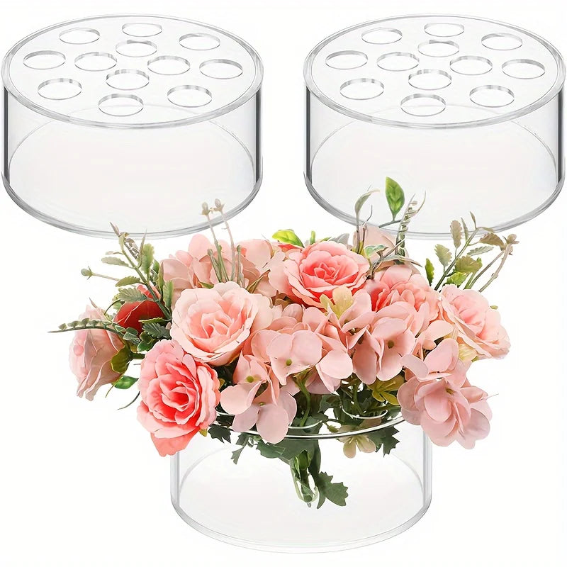Function 12 Hole Circular Acrylic Vase For Wedding Table Decor