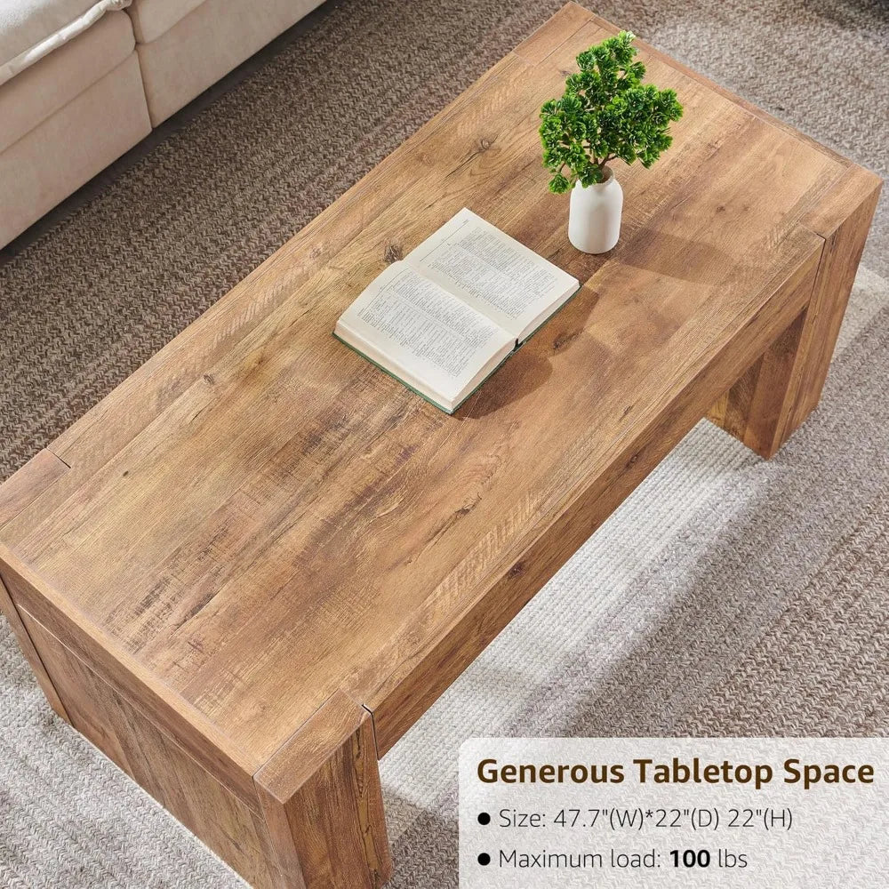 Modern Farmhouse Coffee Table With Hidden Storage Drawer