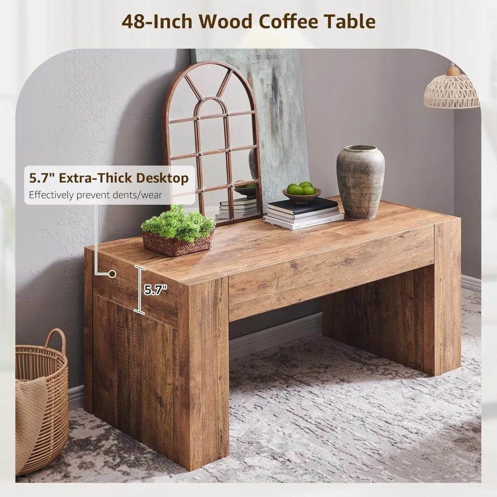 Modern Farmhouse Coffee Table With Hidden Storage Drawer