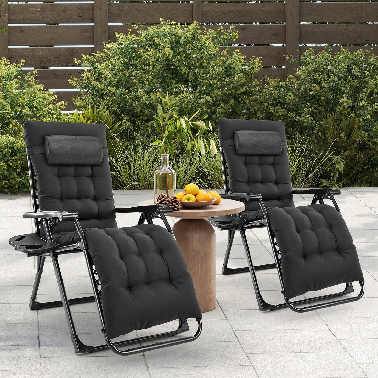 JHK Zero Gravity Recliner Folding Outdoor Chair With Cup Holders
