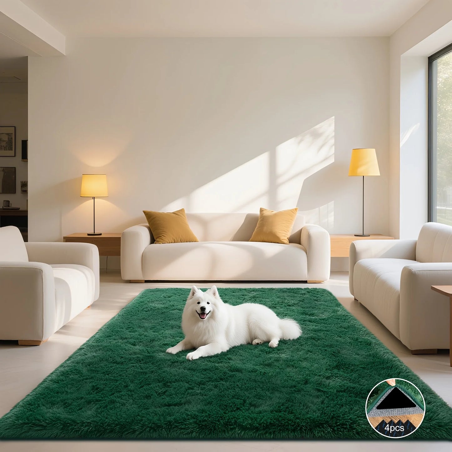 AUBUSSON Shaggy Non Slip Rug for Living Room Plush Carpet