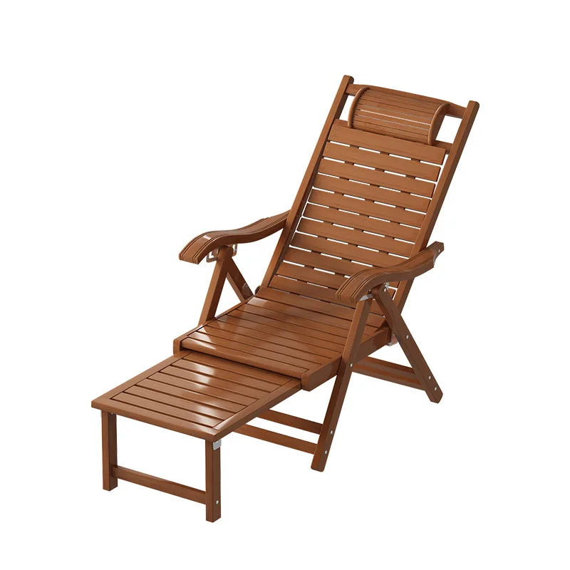 Folding Bamboo Lounge Chair Reclining Rocking Seat For Elderly Relaxation