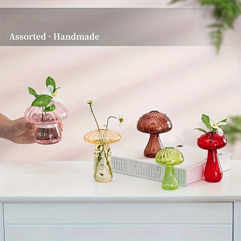 Function Mushroom Glass Vase Mini Plant Container