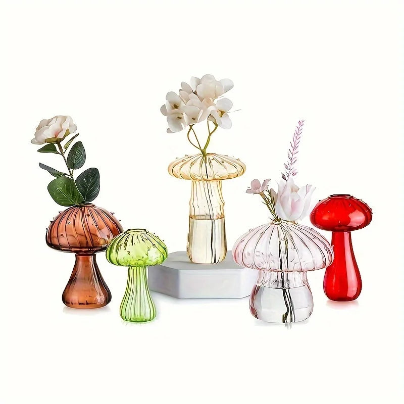 Function Mushroom Glass Vase Mini Plant Container