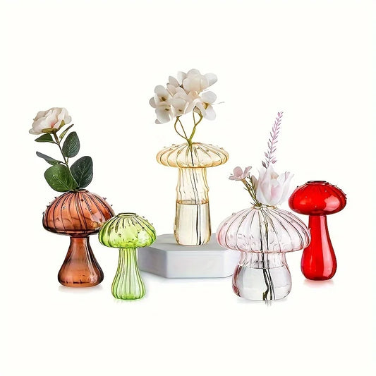 Function Mushroom Glass Vase Mini Plant Container