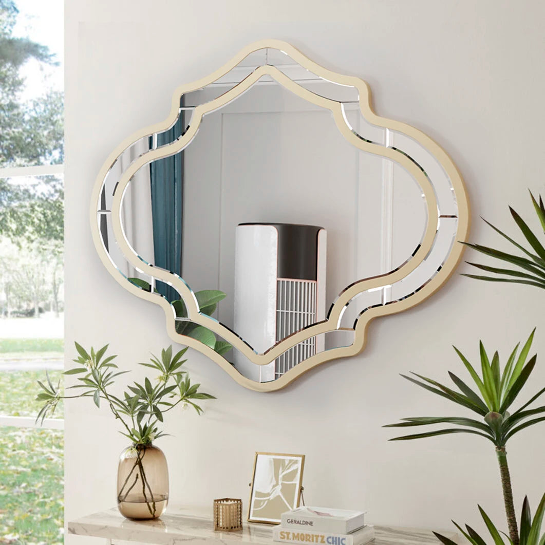 Hign-concerned Wall Mirror With Glass Frame Rim Decor