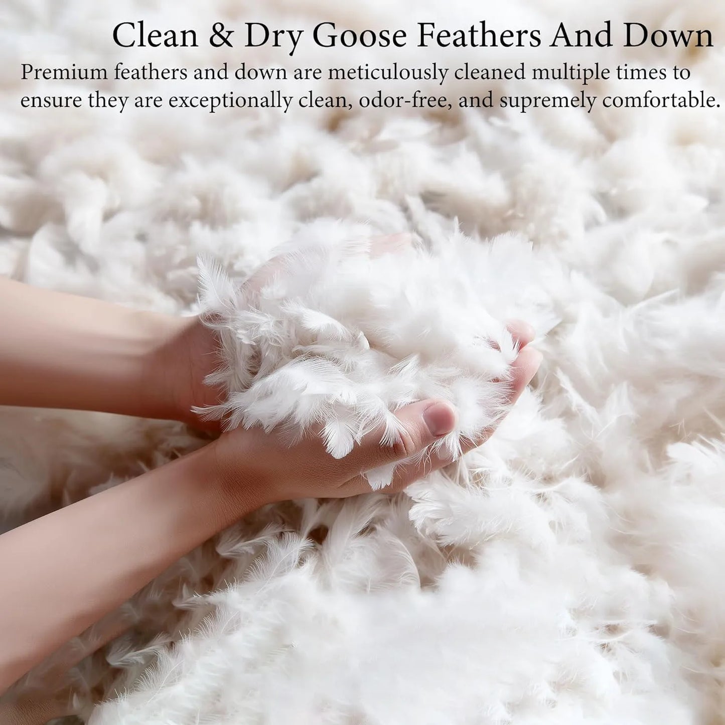 WQSPRING Goose Feather Down Pillows Two Pack Cotton Cover For Back Sleepers