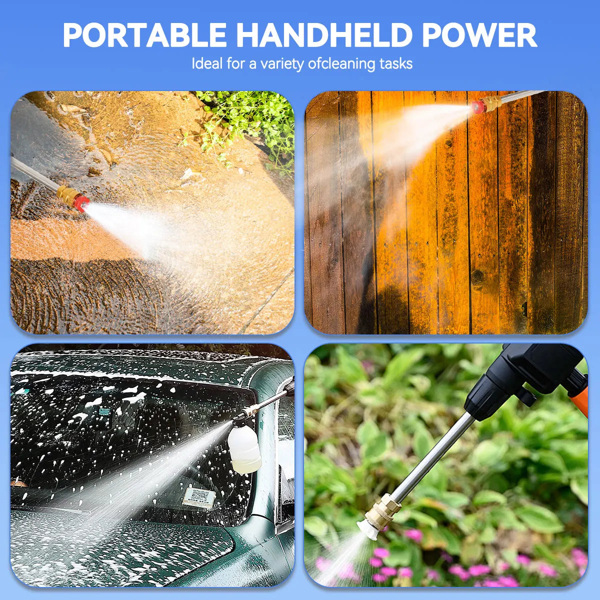 Cordless Pressure Washer Portable Battery Powered For Home Cleaning