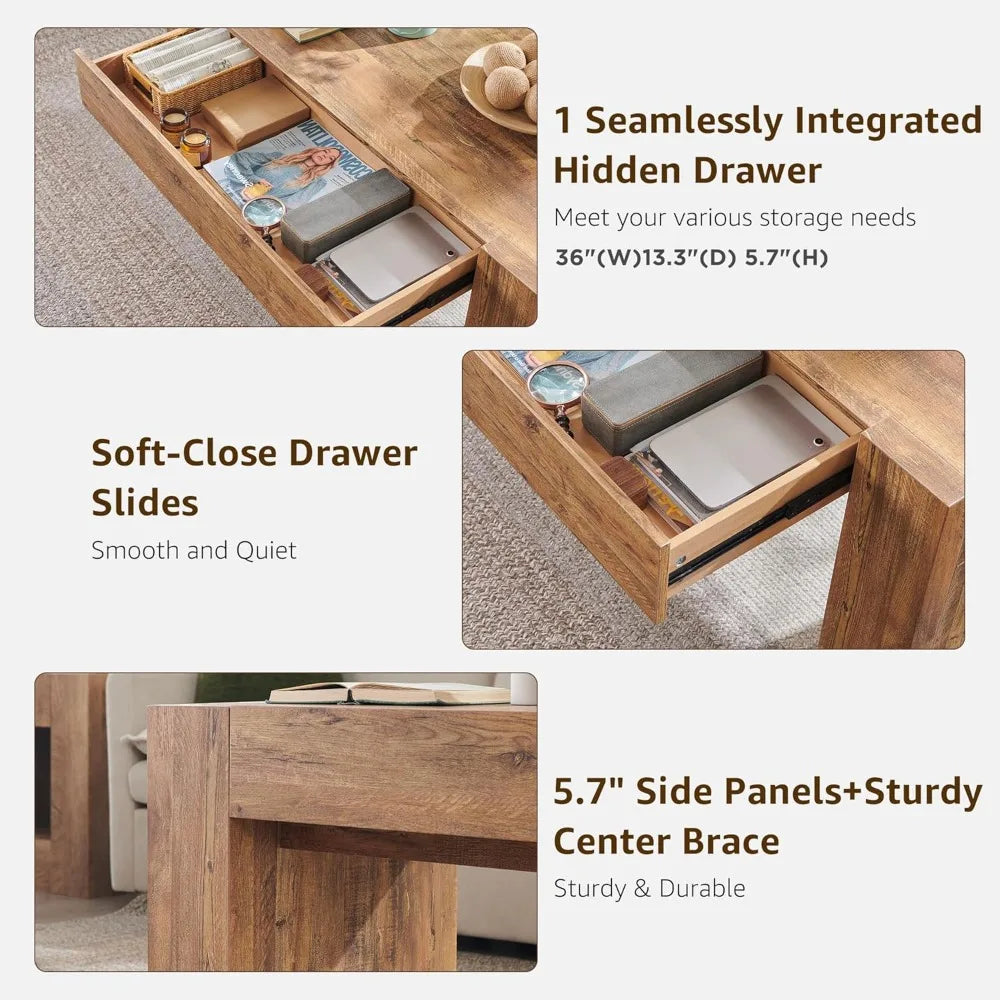 Modern Farmhouse Coffee Table With Hidden Storage Drawer