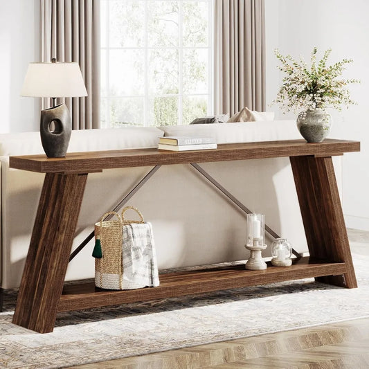 TIFICY Extra Long Sofa Table Behind Couch With Storage