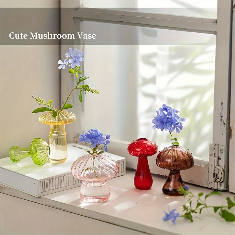 Function Mushroom Glass Vase Mini Plant Container