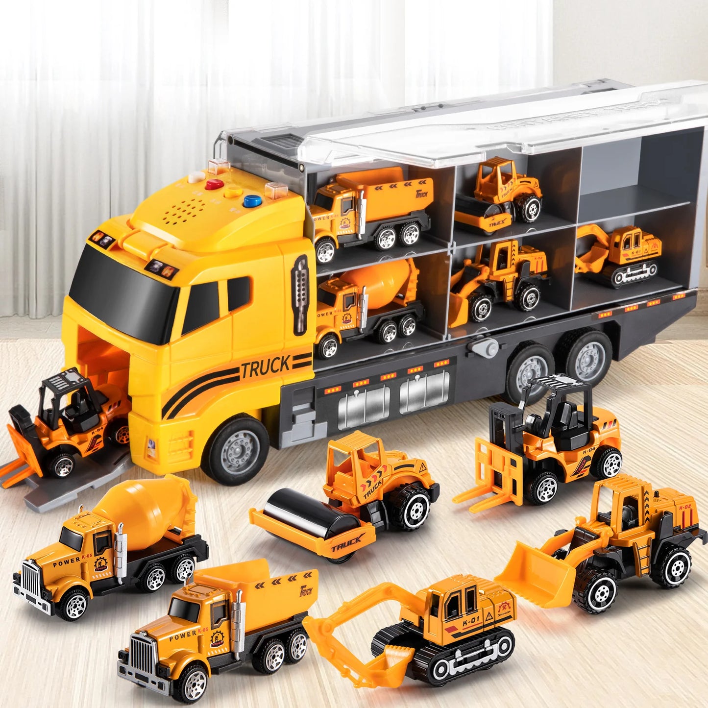 CE Kids Transport Truck Fire Cars Play Mat Toy Set