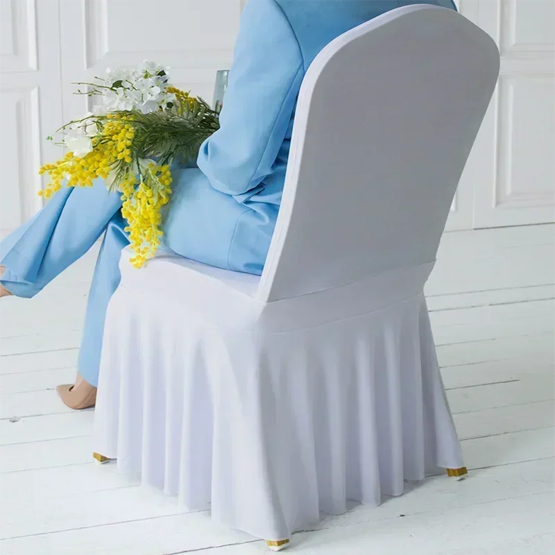 NONECN Pleated Chair Cover Spandex for Wedding Banquet Event
