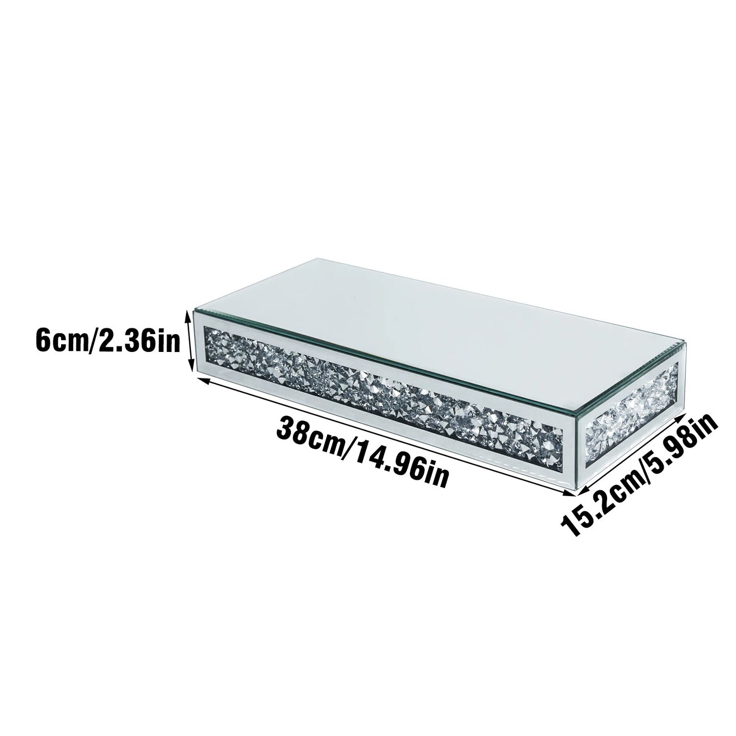 High Concerned Luxury Crushed Diamond Floating Wall Mounted Mirrored Shelf