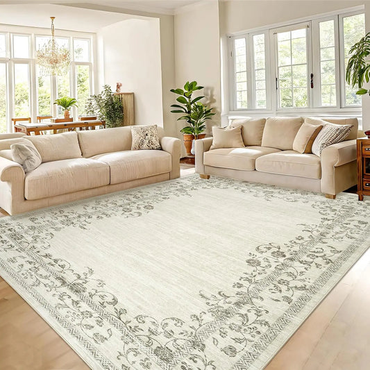 HiMISS Washable Floral Area Rug for Living Room and Bedroom