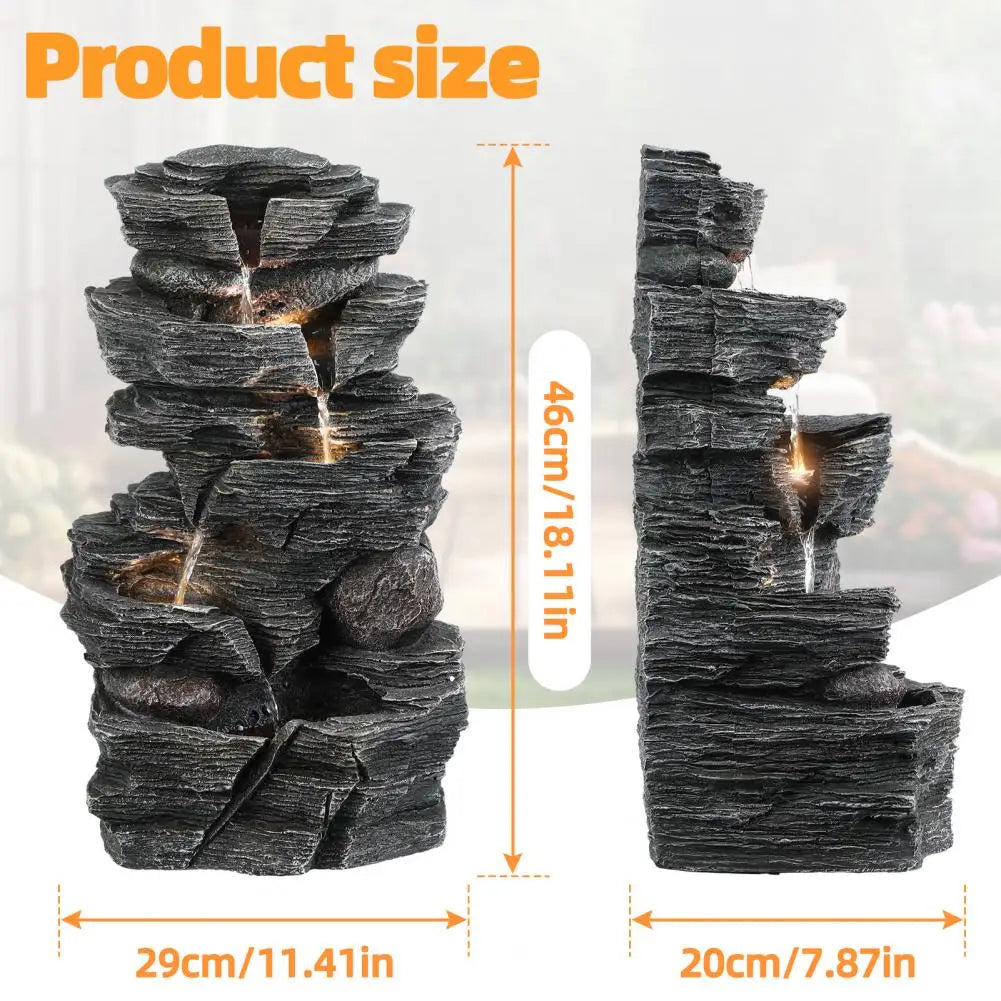 Rock Waterfall Fountain For Garden And Patio With LED Light