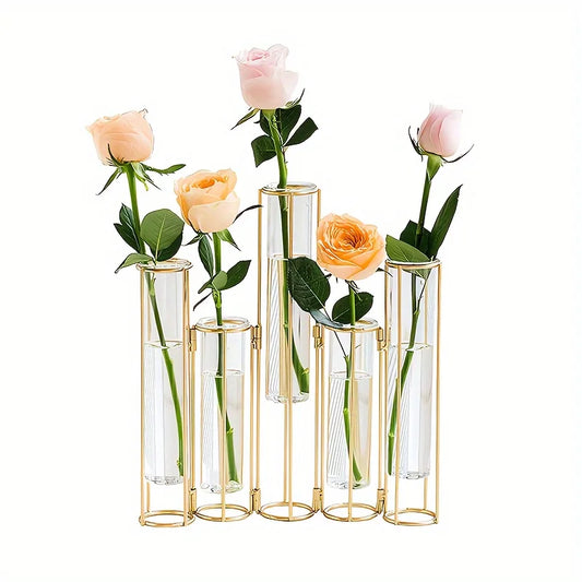 Function Test Tube Vase With Five Tubes And Metal Stand