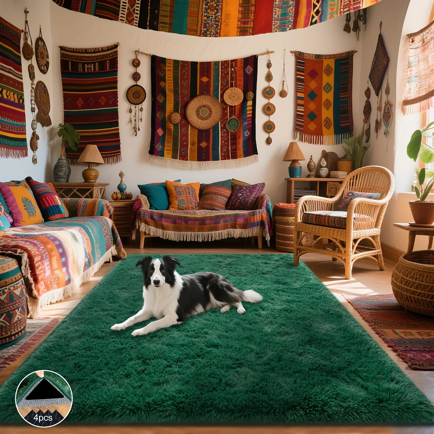 AUBUSSON Shaggy Non Slip Rug for Living Room Plush Carpet