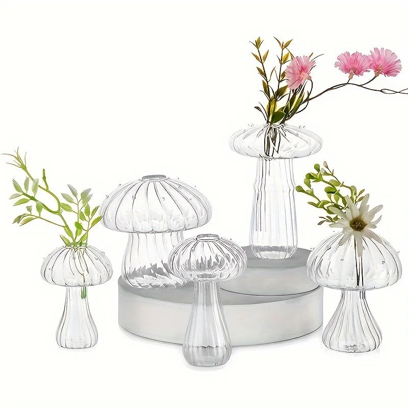 Function Mushroom Glass Vase Mini Plant Container