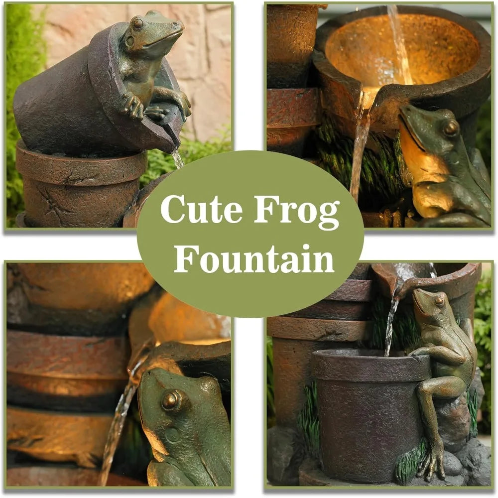 Bumilgar Frog Garden Fountain 3 Tier Cascading Water Feature