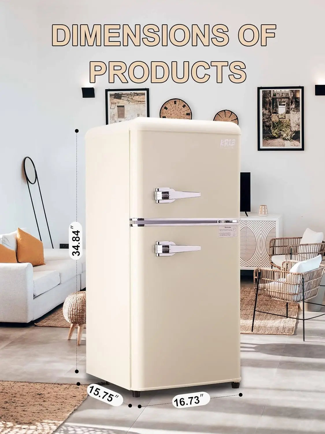 Krib Bling Retro Mini Fridge With Freezer For Home Office