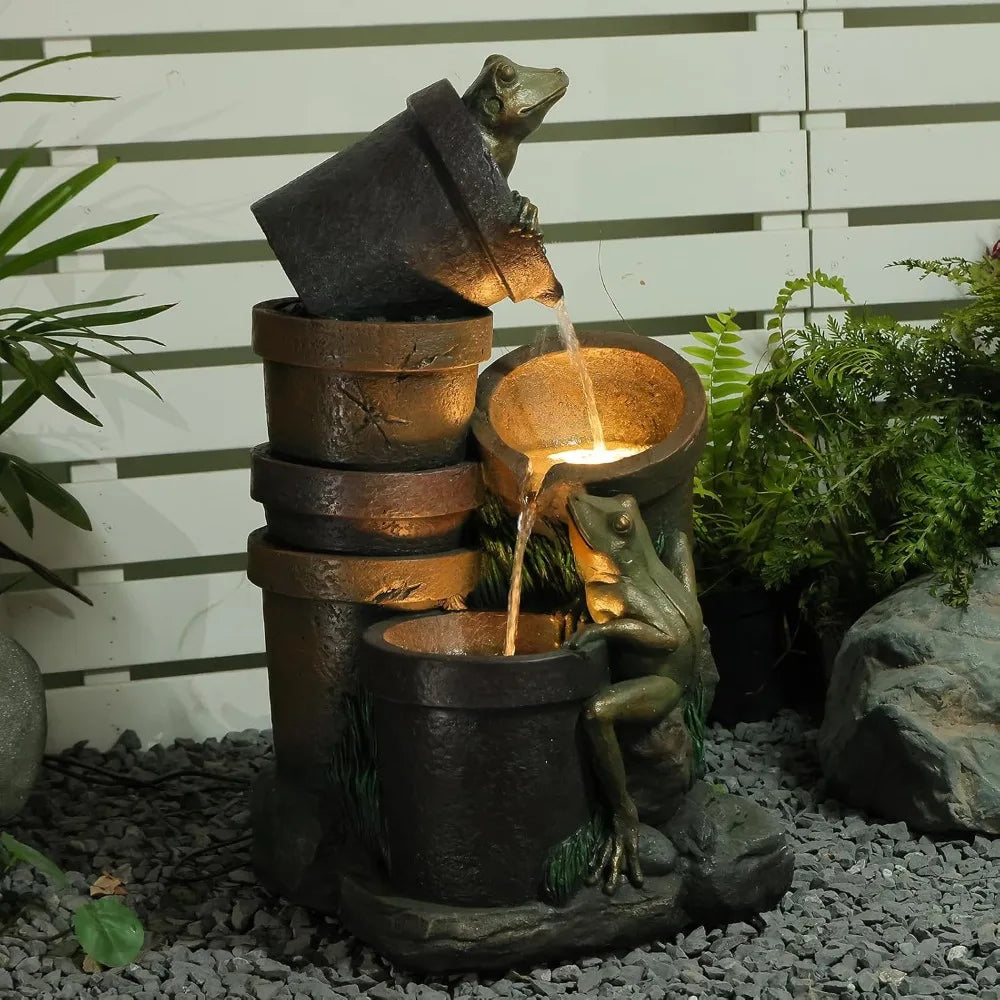 Bumilgar Frog Garden Fountain 3 Tier Cascading Water Feature