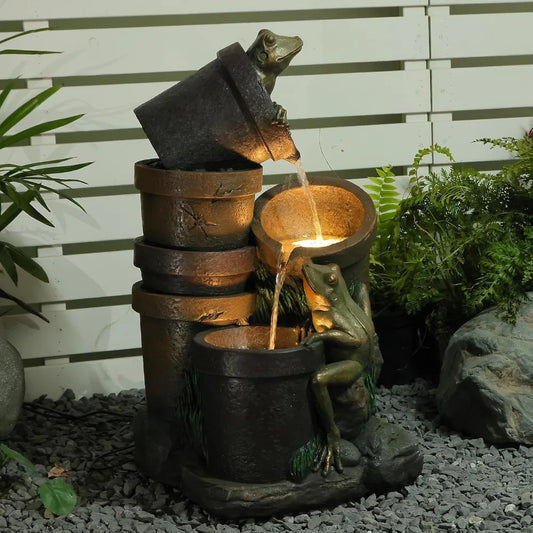 Bumilgar Frog Garden Fountain 3 Tier Cascading Water Feature