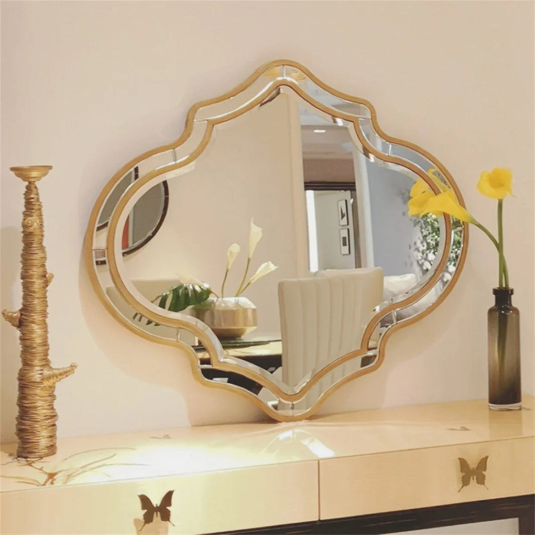 Hign-concerned Wall Mirror With Glass Frame Rim Decor