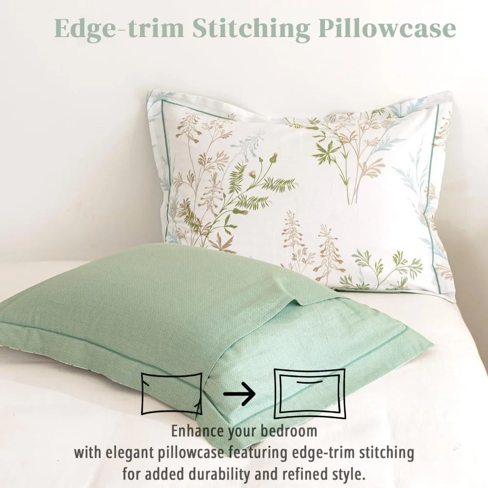 Botanical Comforter Set 3pc Leaves Pattern Bedding