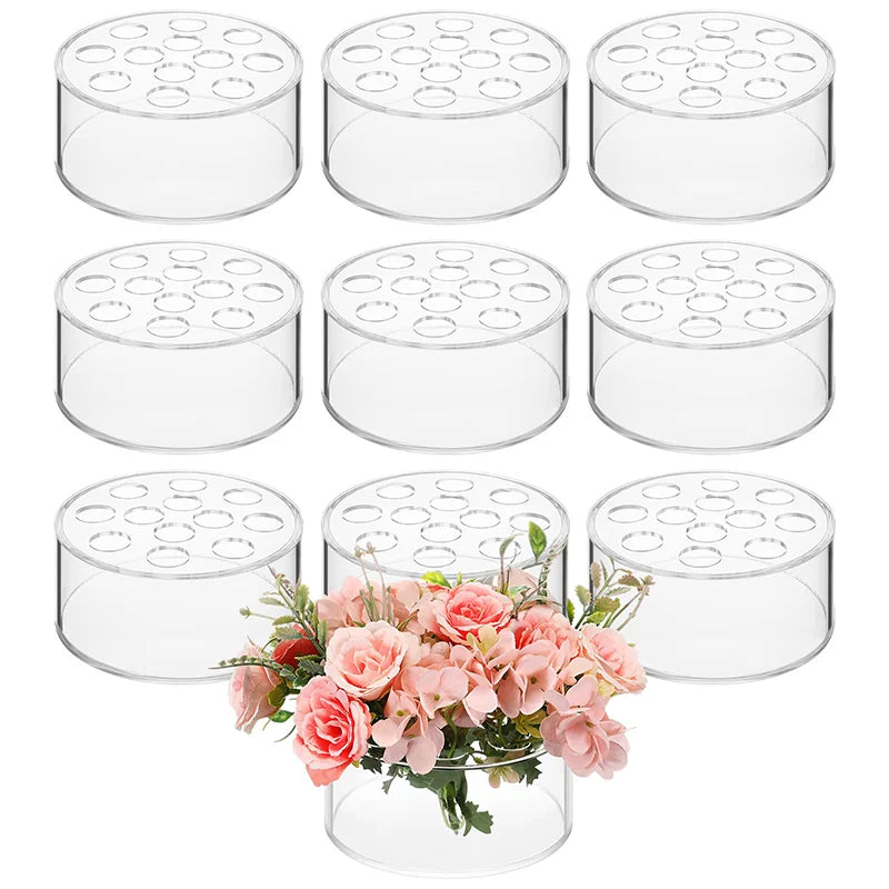 Function 12 Hole Circular Acrylic Vase For Wedding Table Decor
