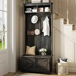 Entryway Bench With Coat Rack And Storage Cabinet Mud Room